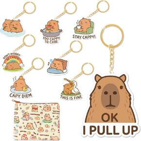 vinBee 8 قطع سلاسل مفاتيح كابيبارا، مجموعة سحر كابيبارا اللطيفة، حقيبة ظهر وإكسسوارات حقيبة للأطفال والبنات والأولاد، أشياء كابيبارا المضحكة وأفكار الهدايا، هدايا عيد الميلاد in Kuwait