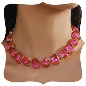 Women Bridal Sparkle Full Rose Red Green Crystal Rhinestone Round Choker Necklace Crystal Statement Christmas Choker Necklace for Wedding Women in Saudi Arabia