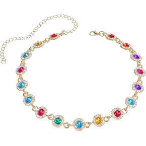 قلادة كريستال ملونة سباركلي حجر الراين المختنقون القلائد سلسلة ذهبية قوس قزح كريستال القلائد العصرية قلادة الأحجار الكريمة حفلة موسيقية شاطئ الرقبة مجوهرات للنساء in Kuwait