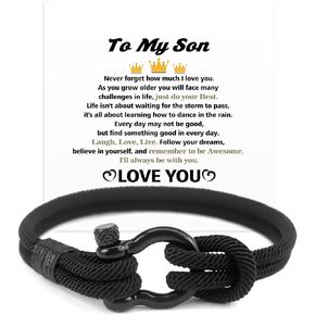 Hoosmoon هدايا عيد الفصح للابن في سن المراهقة الأولاد سوار أسود هدايا التخرج لابن من أمي أبي اليوم الأول من المدرسة هدية للأولاد في سن المراهقة ابن أخ العودة إلى المدرسة هدية أفكار عيد ميلاد in Kuwait