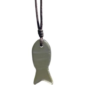 Fish Mens Surfer Sea Glass Necklace - Men Surfing Seaglass Waterproof, Hawaii Jewelry, Hawaiian Vibes, Women Cute Choker, Beach Aesthetic Accessories, African Ocean Recycle Bead, Summer in Kuwait