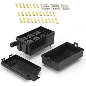 12V Fuse Box, Waterproof Dustproof Relay Box, Fuse Block with 6 Slot ATC/ATO Holders, Universal for Cars Boats Light Equipment (Black) in Kuwait