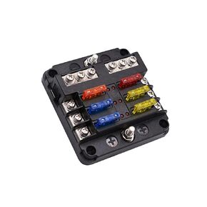 6 Way 12V Fuse Block, Waterproof Blade Fuse Block Box, 6 Circuits with Negative Bus Fuse Box, with LED Warning Indicator Damp-Proof Cover, for Car RV Truck Boat Marine DC 12-24V in Kuwait