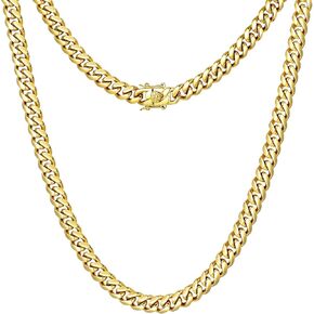 CaptainSteeL Cuban Link Chain Stainless Steel Necklace with Gift Box （5/6/8mm Width，20/22/24in Length，Sliver/14K Gold Plated Two Color） in Kuwait