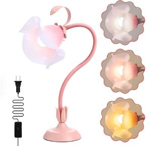 مصباح مكتب على شكل زهرة، ضوء قراءة LED بـ 3 أوضاع ألوان، ضوء كتاب بذراع مرن من السيليكون للقراءة، مصباح طاولة بجانب السرير لطيف لتزيين غرفة النوم وغرفة المعيشة، هدية مثالية لعيد الحب في عيد الأم in Kuwait