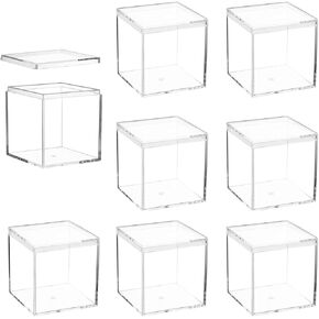 8 pcs Clear Acrylic Box with Lid, 2.36 inch Square Cube Small Acrylic Storage Boxes Display Case, Transparent Plastic Decorative Box Set for Jewelry Gift Toy Model Candy Mini Cake Containers in Kuwait