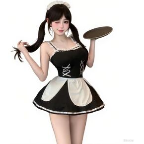 ZYTC ملابس داخلية مثيرة للخادمة الفرنسية للنساء أزياء الهالوين أزياء تنكرية لوليتا Femboy بيبي دول لعب الأدوار فستان بتصميم حالم باللون الأسود in Kuwait