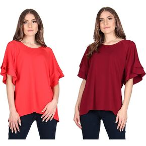 Lildy Women's Solid Back Slit Tunic, Loose Casual Stretchable Pullover in Kuwait