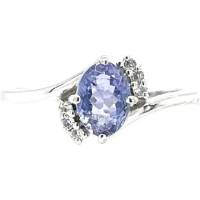Genuine Blue Tanzanite, White Topaz 925 Solid Sterling Silver Engagement Ring Size 6.75, 7, 7.75, 8, 8.75, 9 in Kuwait