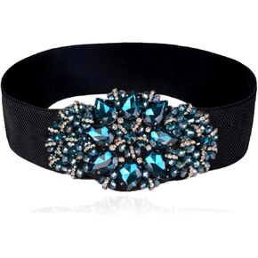 حزام مطاطي قابل للتعديل من حجر الراين للسيدات، أحزمة مرنة واسعة وأحزمة كريستالية لامعة للفساتين الرسمية in Kuwait