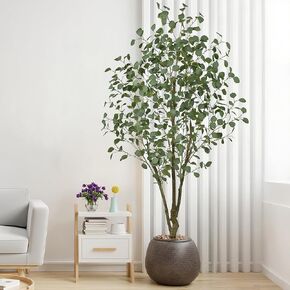 Artificial Eucalyptus Tree 6FT - Large Faux Plants Indoor Tree with 640 Leaves and Realistic Trunks, 72" Tall Fake Tropical Plant in Pot Artificial Floor Plant for Home Living Room Porch Office Decor in Saudi Arabia