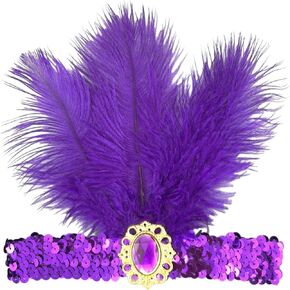 Showgirl أغطية الرأس ريشة خوذة 1920s فلابر عصابات الكرنفال حزب أغطية الرأس اكسسوارات للنساء الفتيات in Kuwait