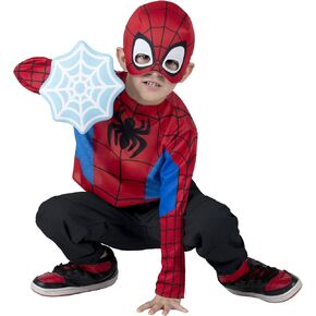 Marvel Spidey and Spin Official Toddler Dress-Up Set - Long-Sleeved Costume Tops with Fabric Half Masks, Gloves, Fabric Web Shields, and Mini Vehicles (3-4T) in Kuwait