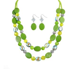 الملونة مكتنزة مطرز قلادة مع أقراط متعددة الطبقات شل الخرز بيان الأزياء والمجوهرات مجموعات زي الاكسسوارات المختنق in Kuwait