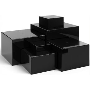 6 Pack Acrylic Risers for Display, Acrylic Cube Boxes Risers Display Stands with Hollow Bottoms Decorative Stand for Food Display Jewelry Candy Table Decor(Black,3 to 8 Inch) in Kuwait