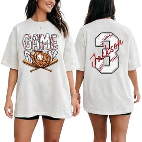 DILYPOD Personalized Baseball Mom Shirt with Kids Name and Jersey Number, Custom Baseball Shirts for Women, Mothers Day in Kuwait