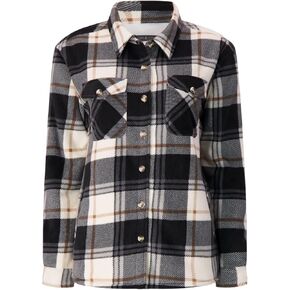 HEAT HOLDERS Women's Jacqueline Long Sleeve Plaid Shirt Jacket Black/Cream/S in Kuwait