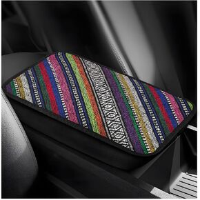 غطاء وحدة التحكم المركزية للسيارة، 12.4 بوصة × 7.5 بوصة، وسادة صندوق مسند الذراع التلقائي بديكور بوهو مع أشرطة مرنة، غطاء مسند ذراع واقي لوحدة التحكم الوسطى يسمح بالتهوية لدعم مريح (ملون) in Kuwait