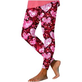 Valentines High Waisted Leggings for Women Funny Love Heart Print Tights Cute Workout Yoga Pants Holiday Outfits in Kuwait