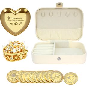 مجموعة عملات الزفاف المخصصة من TINGKU - Arras para Boda Catolica مع 13 عملة معدنية محفورة من Virgen de Guadalupe، Arras de Boda Cristiana في صندوق هدايا جلدي (نمط HB ذهبي) in Kuwait