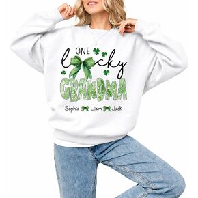 Lucky Family Shamrock Sweatshirt Mama Grandma Nana St Patrick Day Green Clover Crewneck Women Matching Outfit in Kuwait