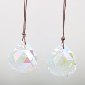 2PCS 40mm AB Suncatcher Crystals Ball Prism Rainbow Maker with Rope Hanging Window Sun Catchers Home Garden Decoration (40mm AB with Rope) in Kuwait