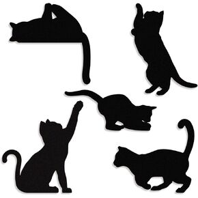 Pinetree Art 5 Pieces Funny Black Cat Wall Decor, Cute Wooden Cat Silhouettes DIY Decorations for Children's Rooms Bedroom Bathroom - Gifts for Cat Lovers (Black 2, Set, wood) in Kuwait