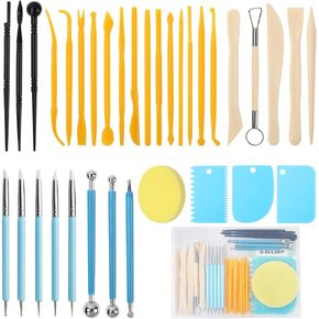 مجموعة أدوات نحت الطين من AULEEP، 31 قطعة من أدوات الطين الجاف بالهواء، أدوات طين البوليمر، مجموعة أدوات نحت الفخار الطيني للمصغرات والأشكال والفصول الدراسية وحرف الفخار والتنقيط والقولبة والتشكيل والتشكيل in Kuwait