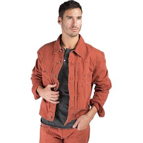 Level 7 Men's Cotton Canvas Garment Washed Trucker Jacket Rugged And Stylish in Saudi Arabia