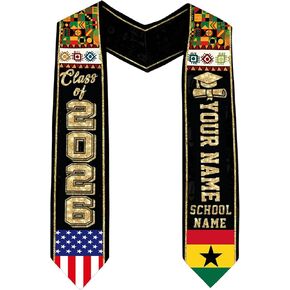 Godashop Personalized Ghana Graduation Stole, Custom Name & School Graduation Sash, Ghana Stole, Graduate Gift for Students in Kuwait