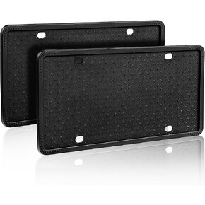 Silicone License Plate Frames - 2 Pack Universal US Car Black License Plate Holders Bracket, Rust-Proof, Rattle-Proof, Weather-Proof with Drainage Holes in Kuwait