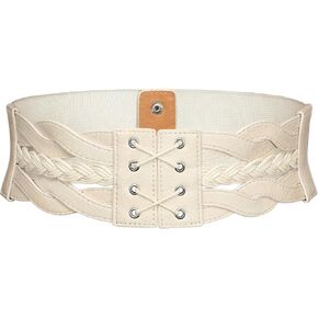 Wedtrend Women's Wide Elastic Belt Vintage Stretch Belt with Metal Buckle Braided Waist Belt for Dresses in Kuwait