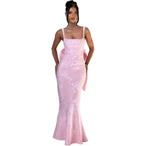 فساتين حفلة موسيقية من الساتان من قماش الجاكار الزهري من Basgute للنساء مع فيونكة حورية البحر فستان رسمي طويل للحفلات المسائية in Kuwait