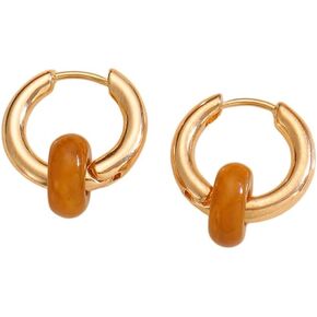 Delicate Vintage Turquoise Tiger Eye Stone Stud Earring, Unique Trendy Brown Amber Hoop Earrings for Women Charm Party Costume Jewelry Accessories Gift in Kuwait