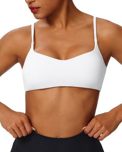 حمالات صدر رياضية ملتوية متقاطعة الظهر للنساء بأشرطة رفيعة قابلة للتعديل، سترة يوغا قصيرة بدون أكمام، أساسية لاسلكية كامي، دعم خفيف in Kuwait