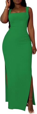 PINSV Women Summer Long Dress Casual Sexy Sleeveless Side Slit Bodycon Maxi Dresses for Women in Saudi Arabia