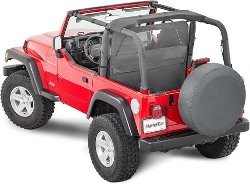 MasterTop Zip Down Wind Stopper, Black Diamond - Fits Jeep Wrangler CJ, YJ, and TJ 1980-2006 - Polished Glass Window - Prevents Backdrafts - Stops Wind and Rain from Getting into Cab in Kuwait