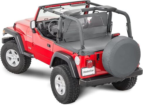 MasterTop Zip Down Wind Stopper, Black Diamond - Fits Jeep Wrangler CJ, YJ, and TJ 1980-2006 - Polished Glass Window - Prevents Backdrafts - Stops Wind and Rain from Getting into Cab in Kuwait