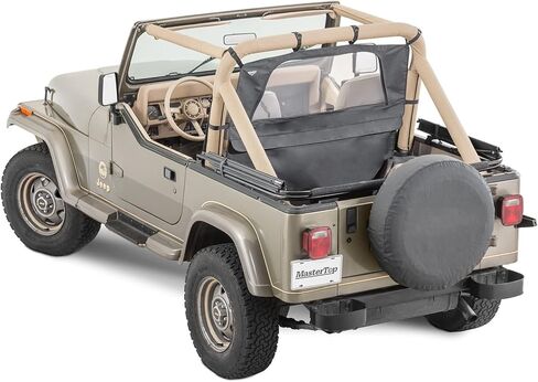 MasterTop Zip Down Wind Stopper, Black Diamond - Fits Jeep Wrangler CJ, YJ, and TJ 1980-2006 - Polished Glass Window - Prevents Backdrafts - Stops Wind and Rain from Getting into Cab in Kuwait