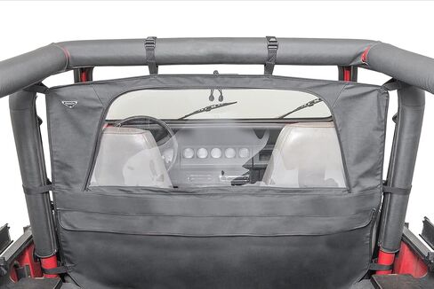 MasterTop Zip Down Wind Stopper, Black Diamond - Fits Jeep Wrangler CJ, YJ, and TJ 1980-2006 - Polished Glass Window - Prevents Backdrafts - Stops Wind and Rain from Getting into Cab in Kuwait