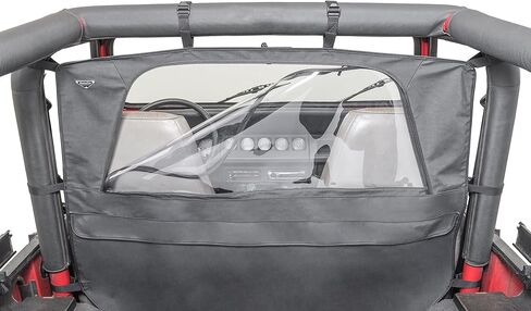 MasterTop Zip Down Wind Stopper, Black Diamond - Fits Jeep Wrangler CJ, YJ, and TJ 1980-2006 - Polished Glass Window - Prevents Backdrafts - Stops Wind and Rain from Getting into Cab in Kuwait