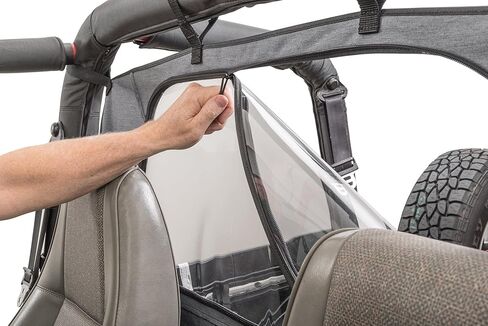MasterTop Zip Down Wind Stopper, Black Diamond - Fits Jeep Wrangler CJ, YJ, and TJ 1980-2006 - Polished Glass Window - Prevents Backdrafts - Stops Wind and Rain from Getting into Cab in Kuwait
