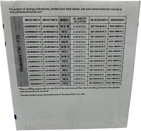 F30-F70 Yamalube 10W30 Marine Oil Change Kit Compatible with 2010-2024 Yamaha F70 Outboard Engine in Saudi Arabia