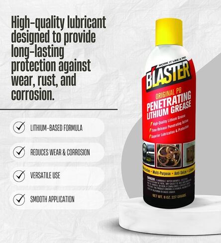 حزمة 2X Blaster Original PB Lithium Grease 8 أونصة مع قطعة قماش من الألياف الدقيقة - مادة تشحيم ليثيوم بيضاء متعددة الأسطح لمفصلات المرآب والمسارات والأدوات - مجموعة هدايا (3 عناصر) in Kuwait