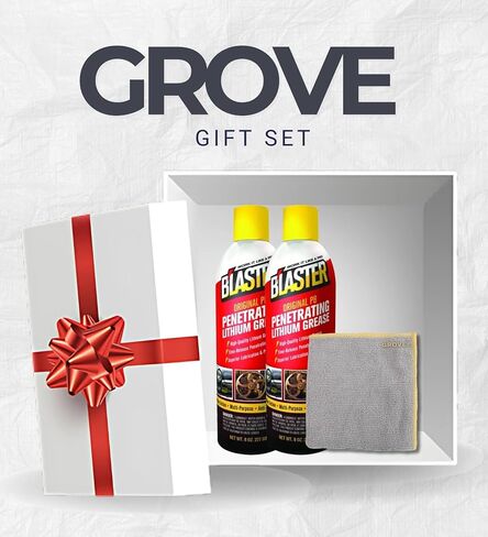 حزمة 2X Blaster Original PB Lithium Grease 8 أونصة مع قطعة قماش من الألياف الدقيقة - مادة تشحيم ليثيوم بيضاء متعددة الأسطح لمفصلات المرآب والمسارات والأدوات - مجموعة هدايا (3 عناصر) in Kuwait