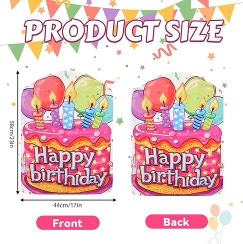 2 Pcs Happy Birthday Chair Cover Double Side 17x23 Inch Colorful Birthday Seat Covers for Kids Birthday Party Decorations School Classroom Home Office Decor (Pink and Blue) in Kuwait