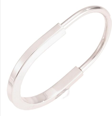 Silver Lock Bracelet for Women, Stainless Steel Open Cuff Bangle, Sleek Minimalist Hardware Jewelry in Saudi Arabia