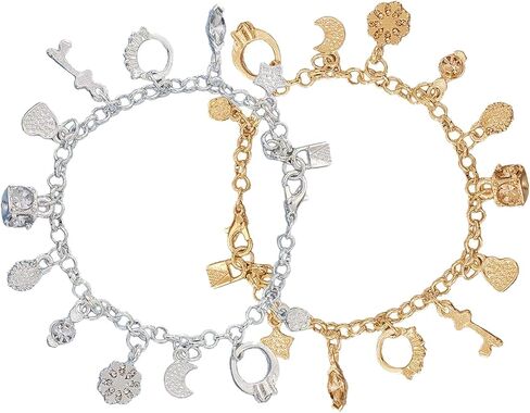 2Pcs Gold and Silver Bracelet for Women, Thirteen Pendant Adjustable Bracelets Charm Bracelet for Female, Trendy Minimalist Bangle Bracelets for Women Gift in Saudi Arabia