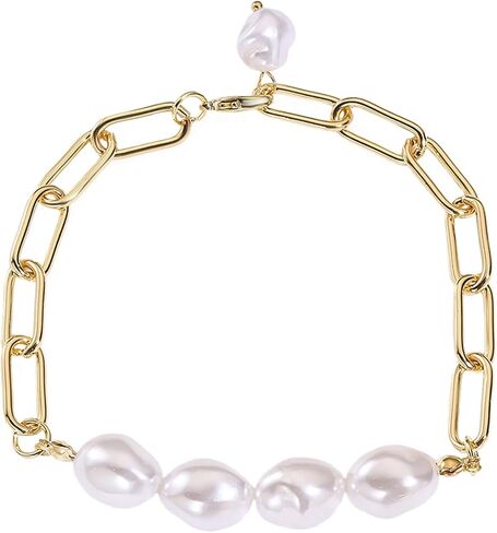 HETICA Baroque Pearl Bracelet for Women Irregular White Pearls Gold Bracelet Jewelry Gift in Kuwait