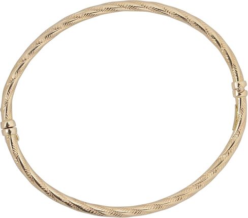 Kooljewelry 14k Yellow Gold 3 mm High Polish and Diamond-Cut Finished Bangle Bracelet in Saudi Arabia